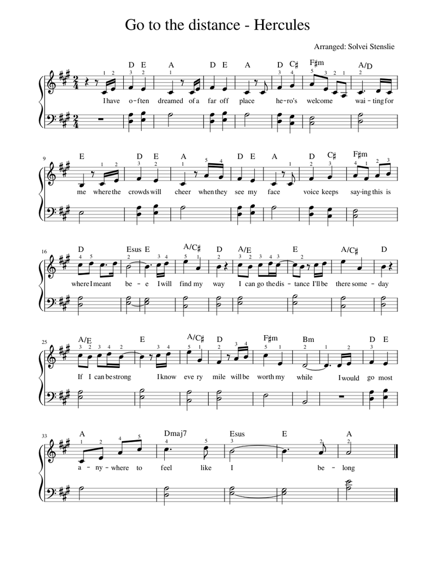 Go the Distance Hercules (easy piano) Sheet music for Piano (Solo