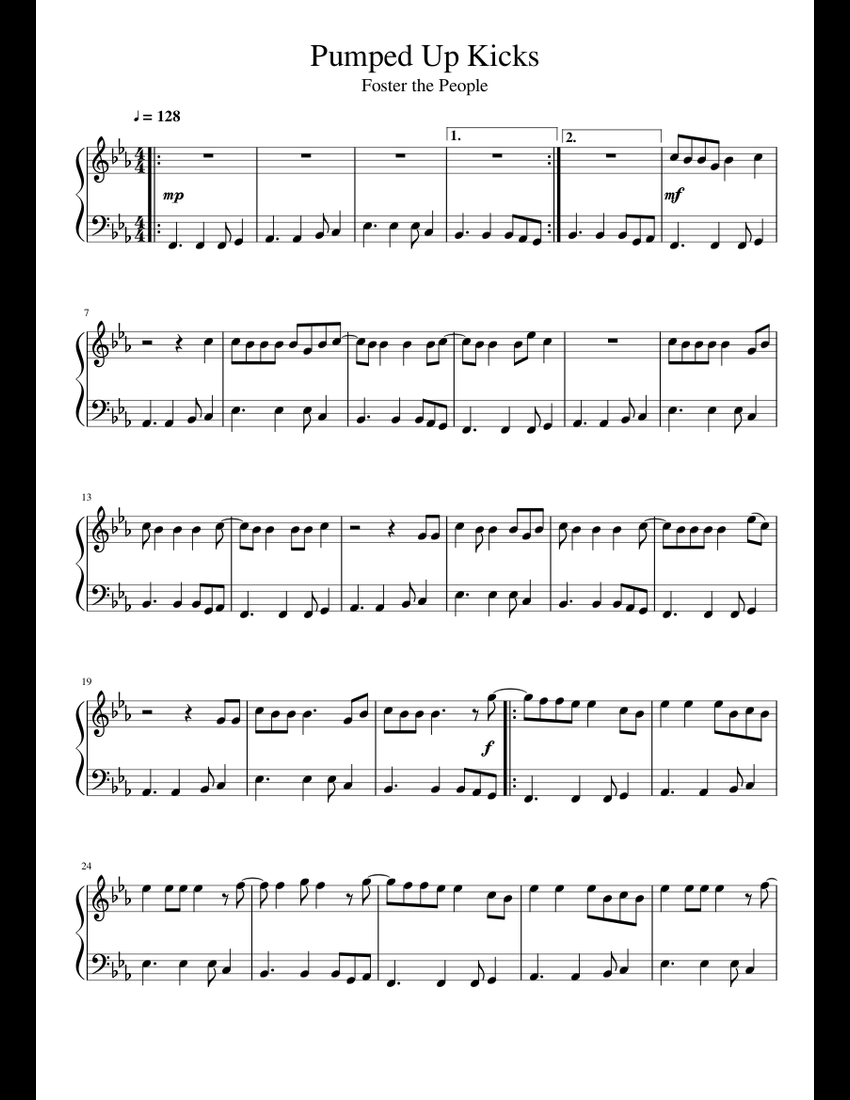 Pumped Up Kicks Sheet music for
 Piano (Solo) Easy