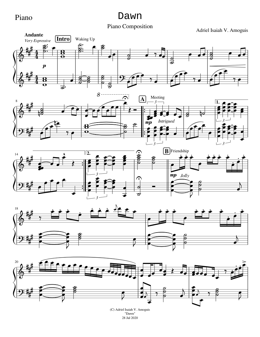Dawn Sheet music for Piano (Solo)