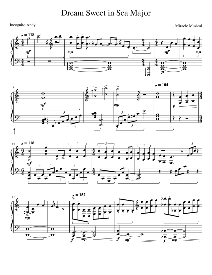 Dream Sweet In Sea Major Miracle Musical (ミラクルミュージカル) Sheet music for