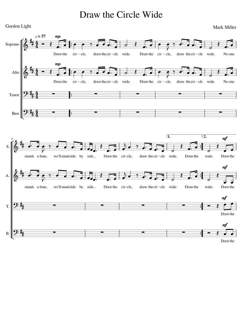 Draw_the_Circle_Wide Sheet music for Soprano, Alto, Tenor, Bass voice