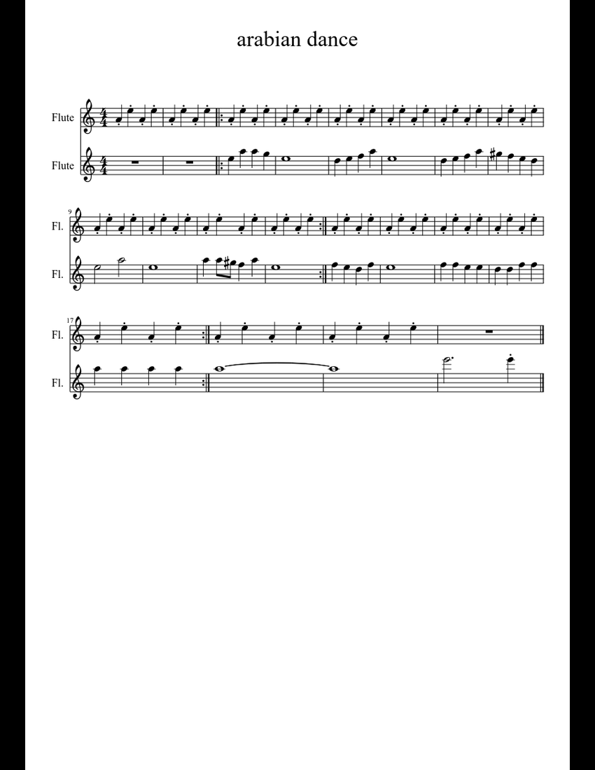 arabian dance Sheet music for Flute (Woodwind Duet)