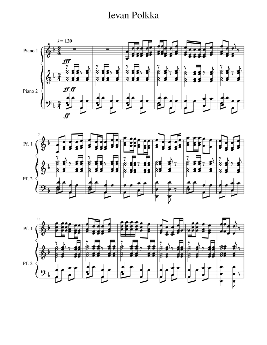 Ievan Polkka Sheet music for Piano (Piano Trio)