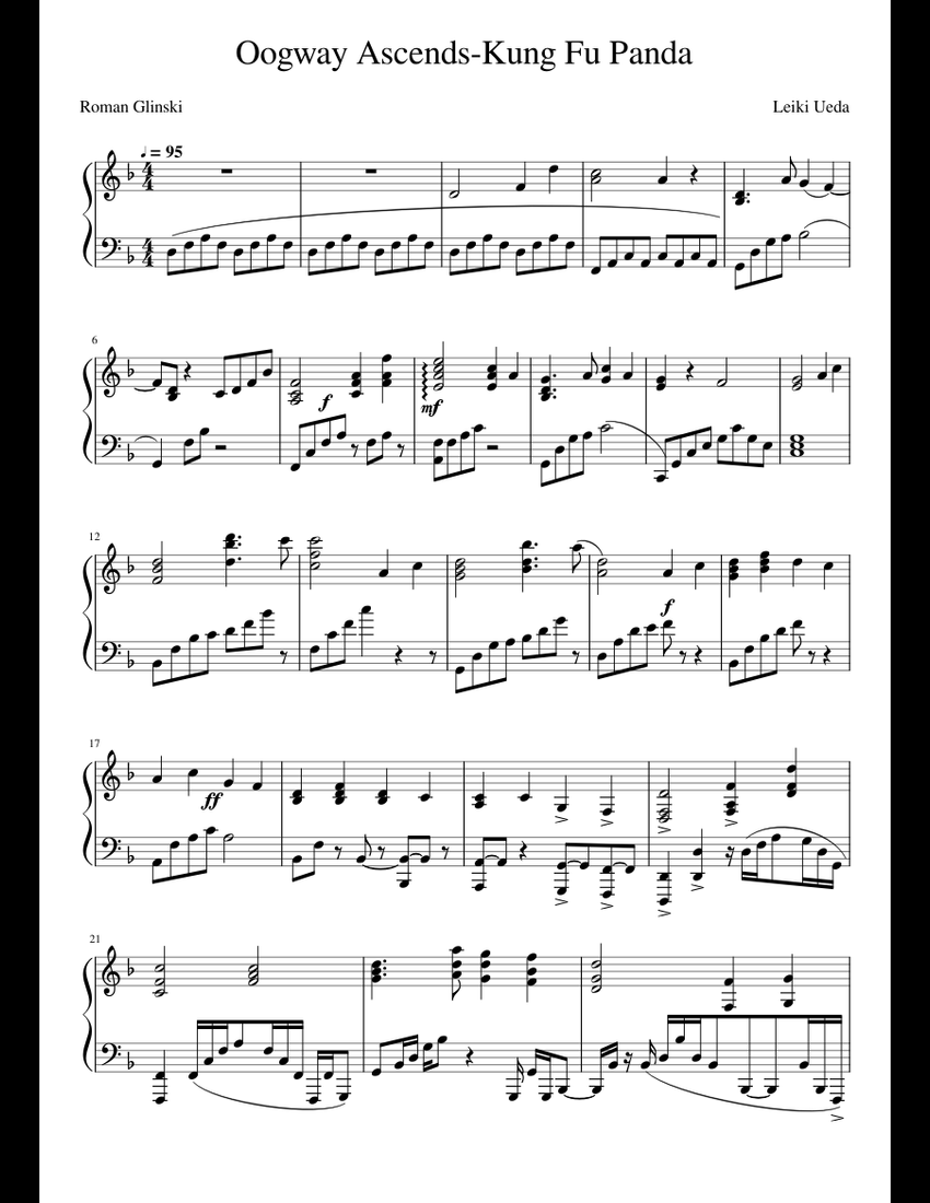 Oogway AscendsKung Fu Panda sheet music for Piano