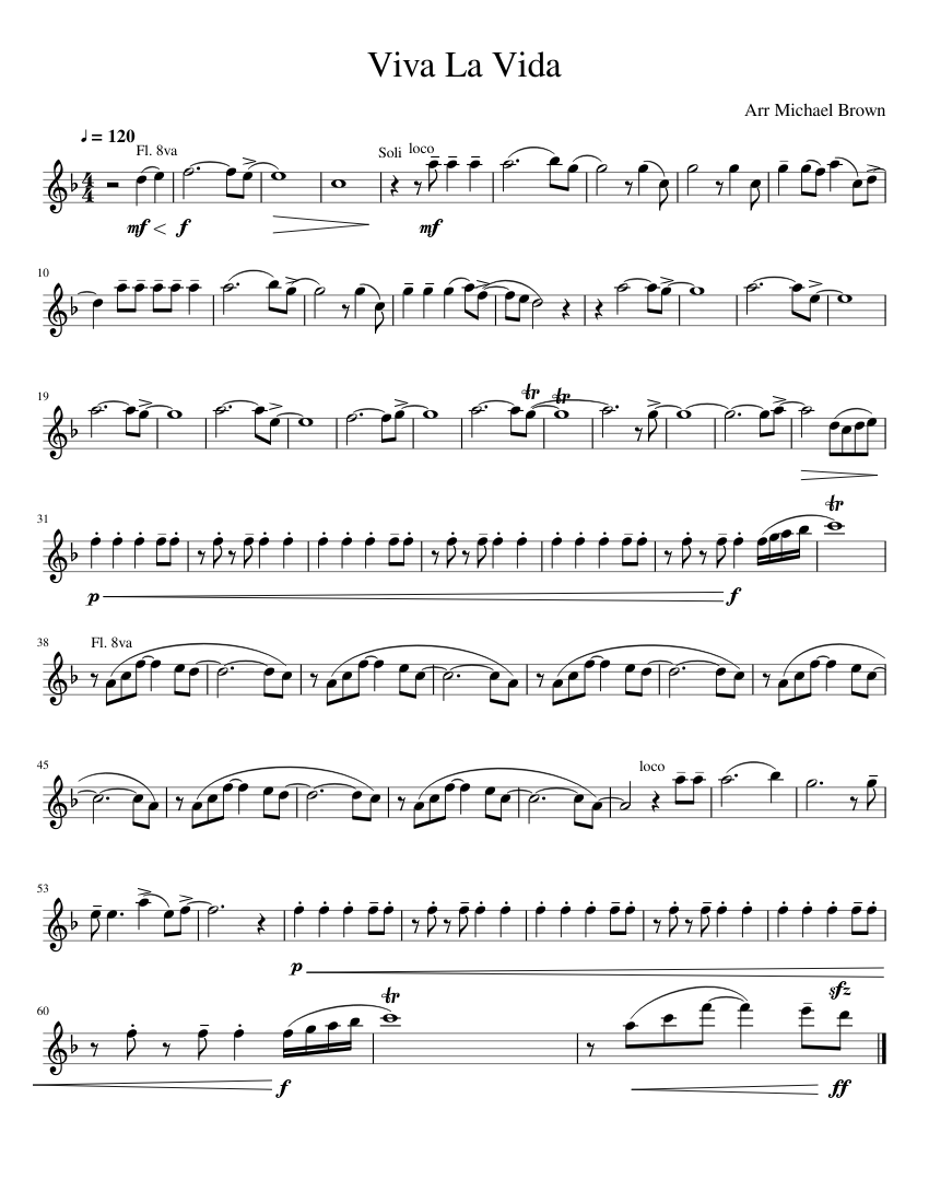 Viva La Vida Sheet music for Flute Download free in PDF or MIDI