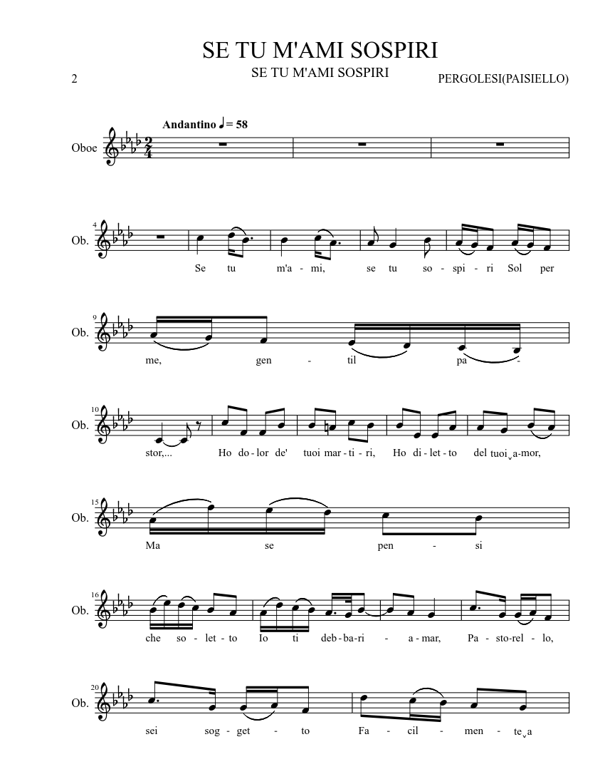 SE TU M'AMI Sheet music for Piano Download free in PDF or MIDI