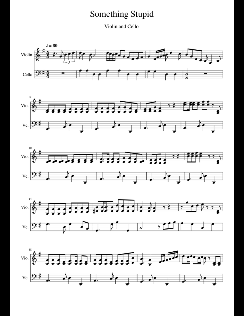 Something Stupid_Violin and Cello Sheet music for Violin, Cello (String