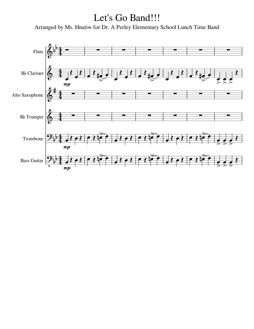 Let s Go Band!! Sheet music for Trumpet (In B Flat), Trombone, Flute