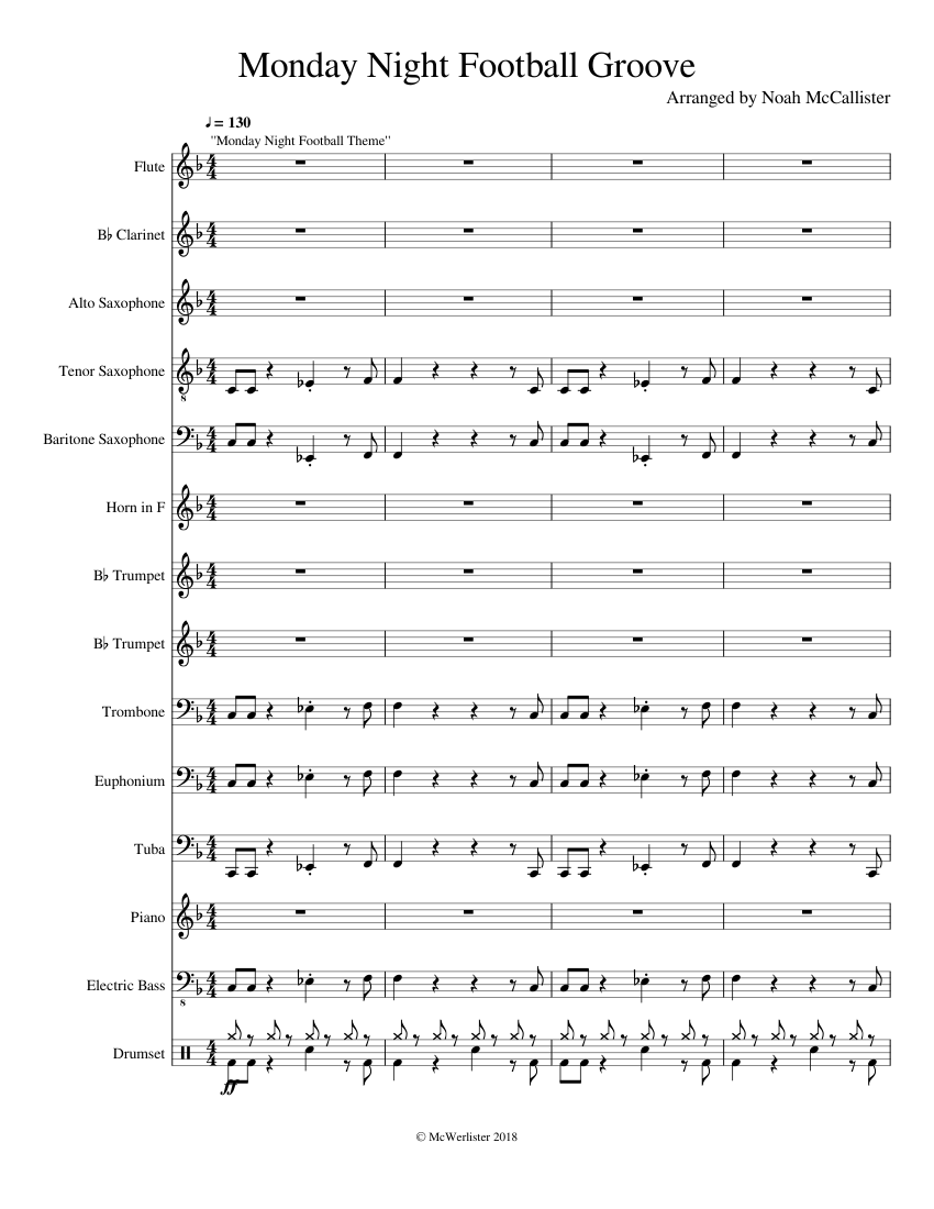 Monday Night Football Groove + CBS + NBA theme sheet music