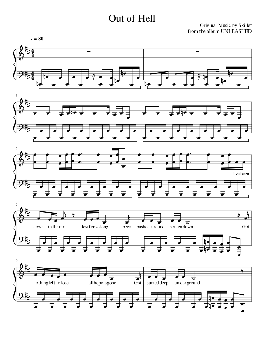 Skillet Out of Hell Sheet music for Piano (Solo)