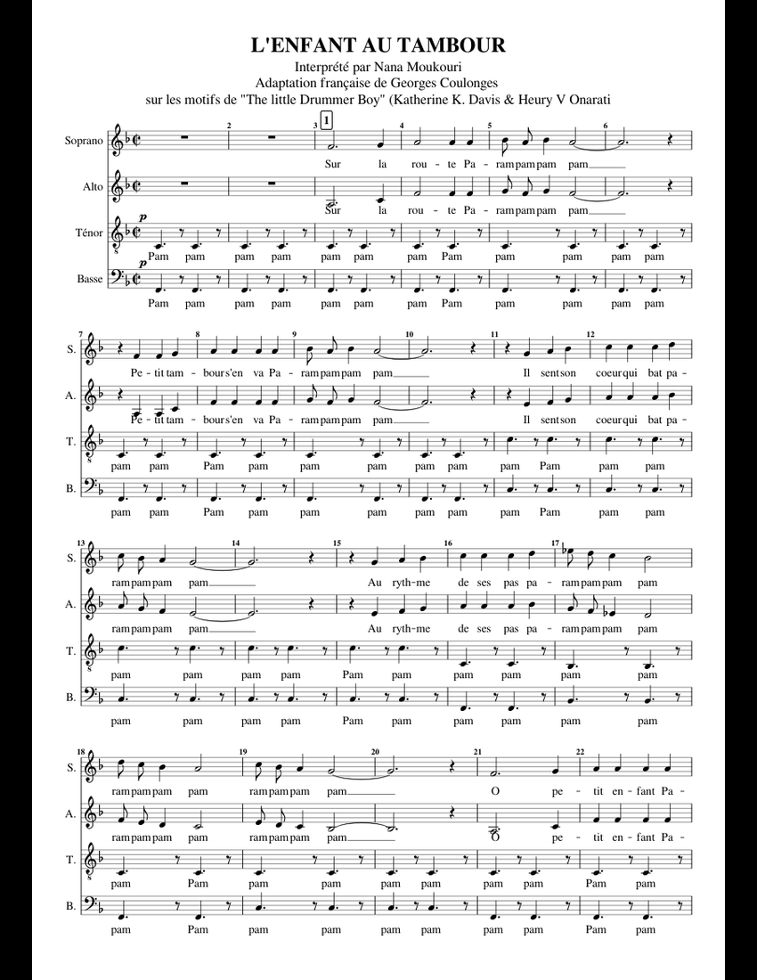 chanson l'enfant au tambour