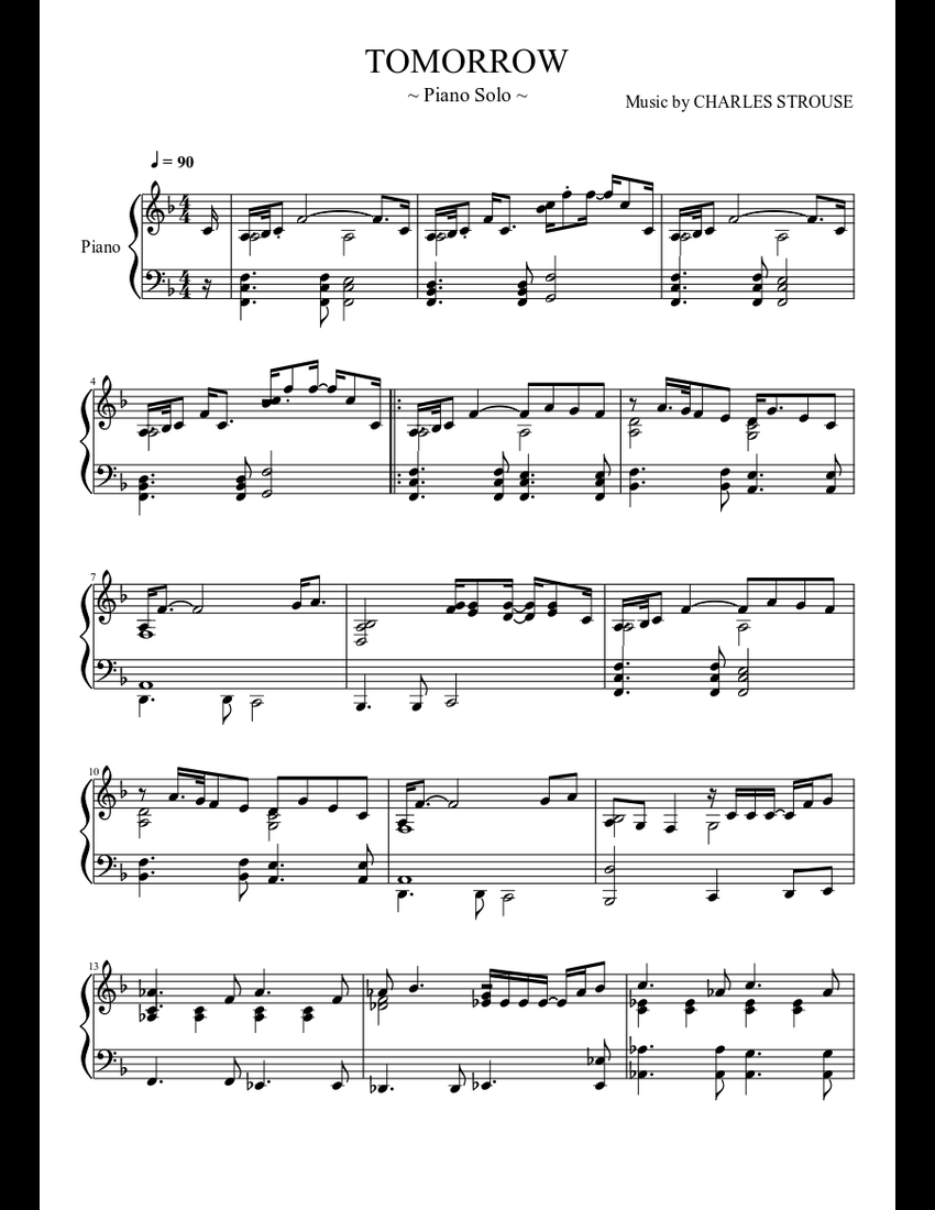 TOMORROW Sheet music for Piano (Solo)