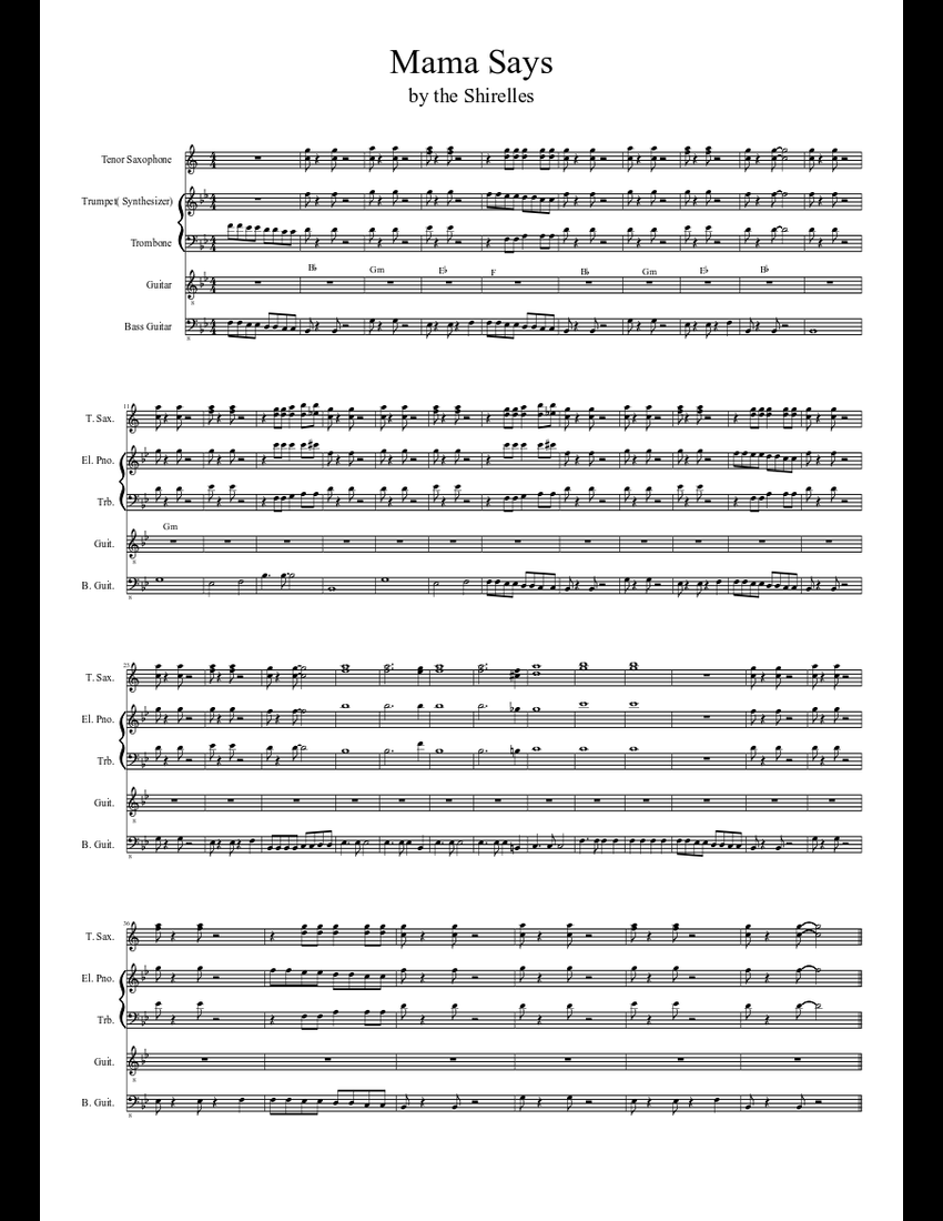 Mama Says Sheet music Download free in PDF or MIDI
