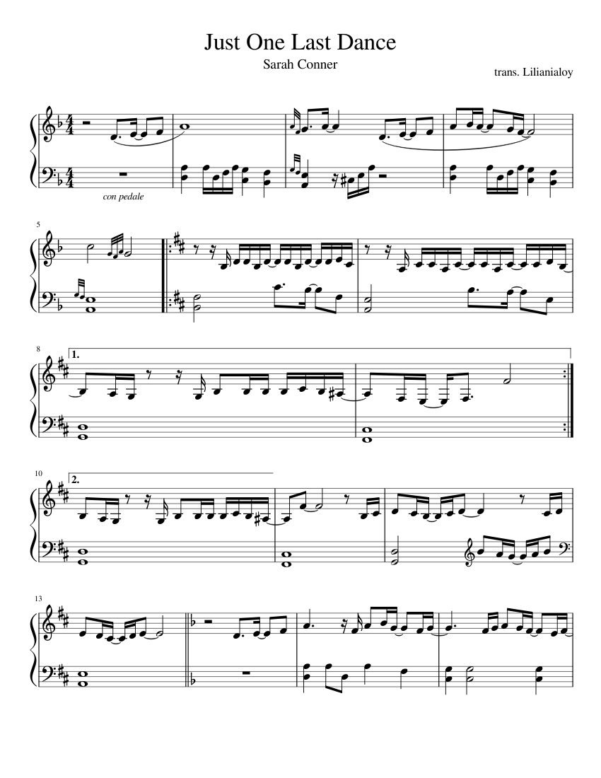 Just One Last Dance (easy) sheet music for Piano download free in PDF
