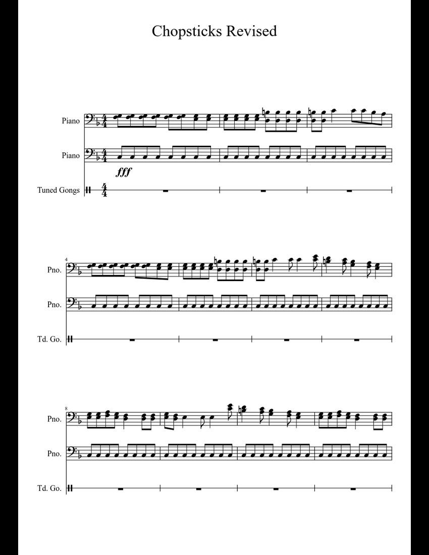 Chopsticks Revised sheet music for Piano, Percussion download free in