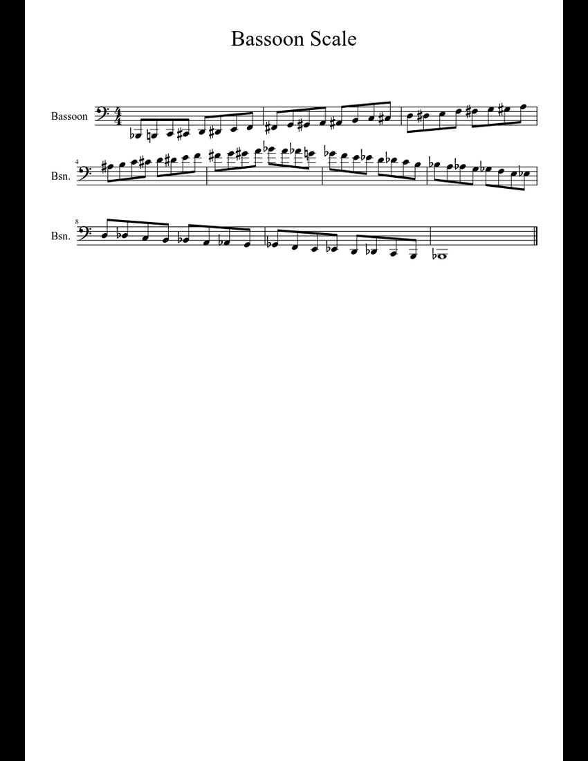 Bassoon Scale sheet music for Bassoon download free in PDF or MIDI