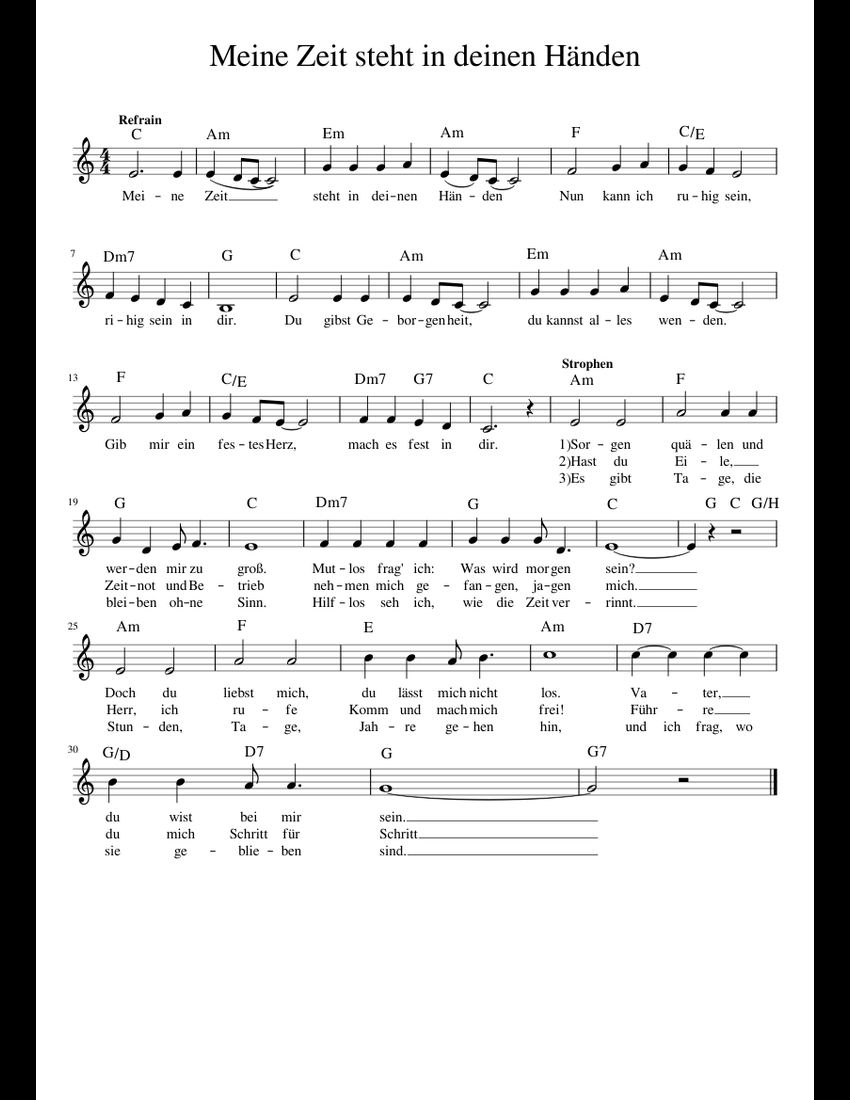 Meine Zeit steht in deinen Händen sheet music for Piano download free