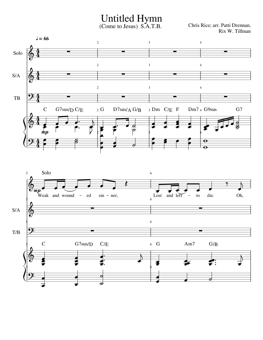 Untitled Hymn Sheet music for Piano, Voice Download free in PDF or
