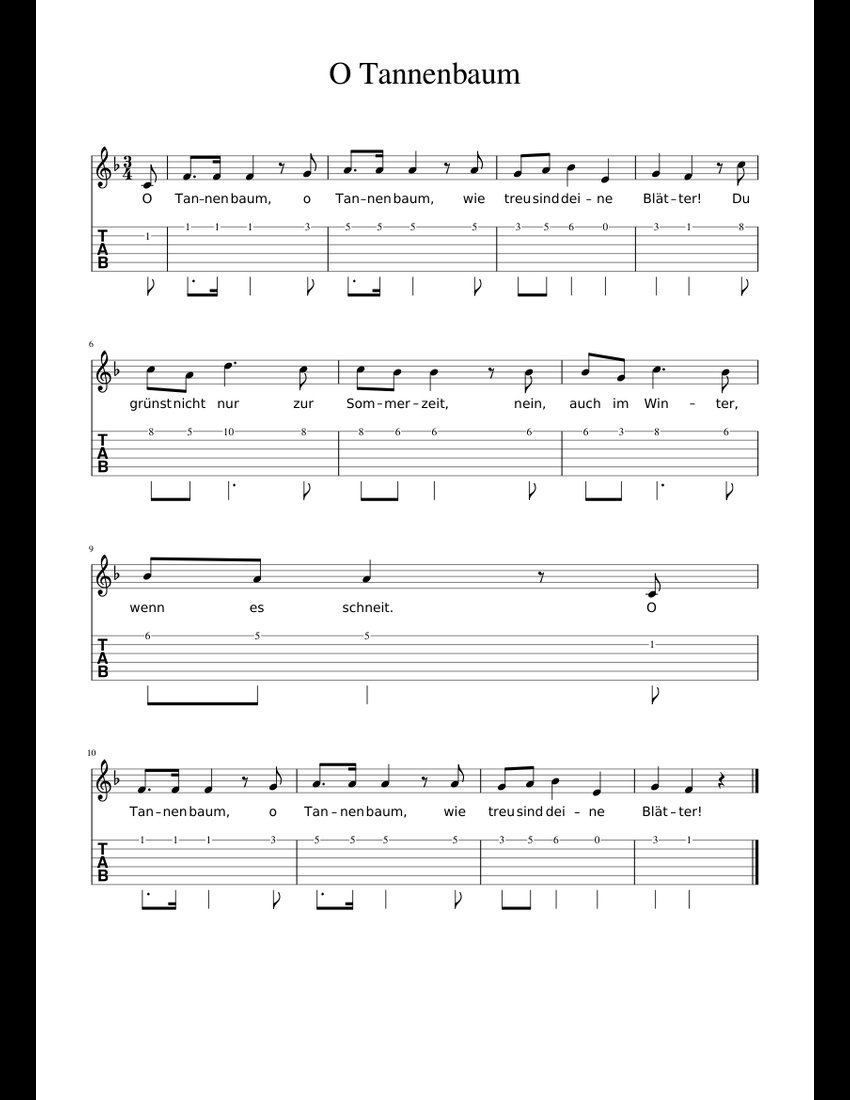 O Tannenbaum sheet music for Guitar download free in PDF or MIDI