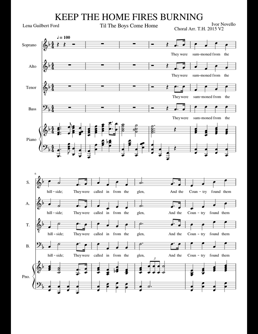 KEEP THE HOME FIRES BURNING Sheet music for Piano, Voice Download
