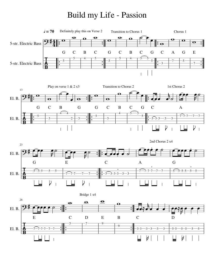Build my Life = Passion (bass only) Sheet music for Bass