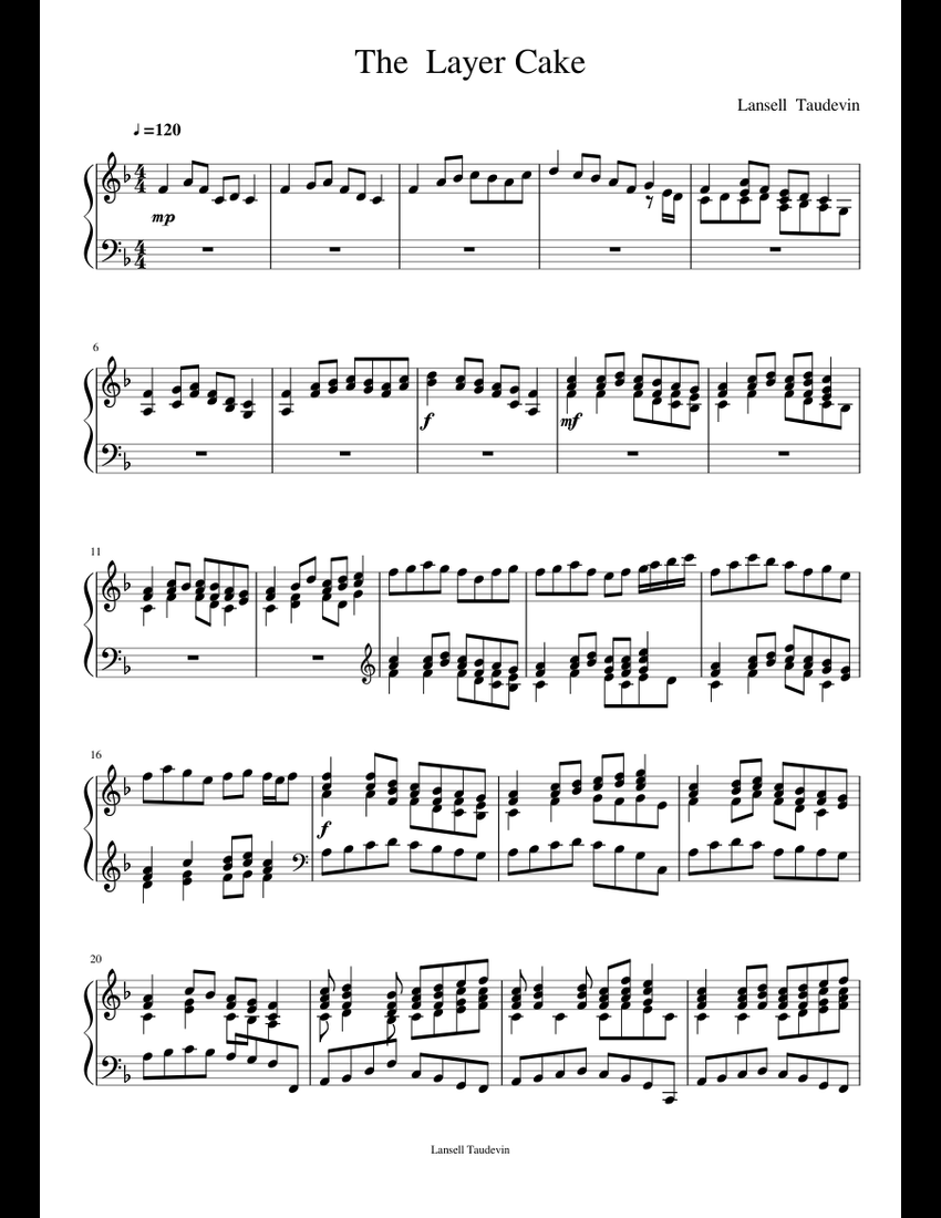 The Layer Cake sheet music for Piano download free in PDF