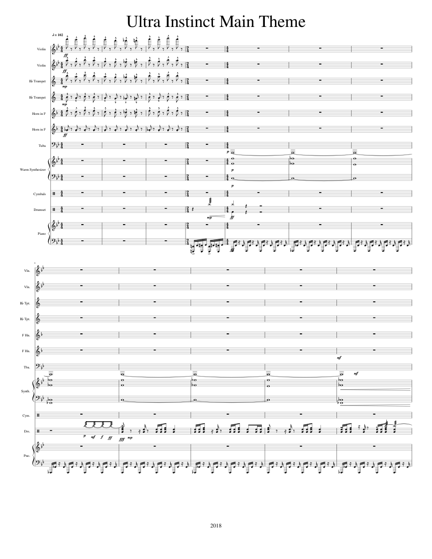 Ultra Instinct Main Theme (WIP) sheet music for Violin, Piano, Trumpet