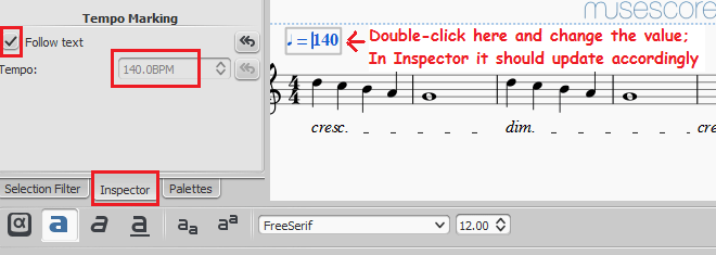 Setting/changing the tempo of a tune MuseScore