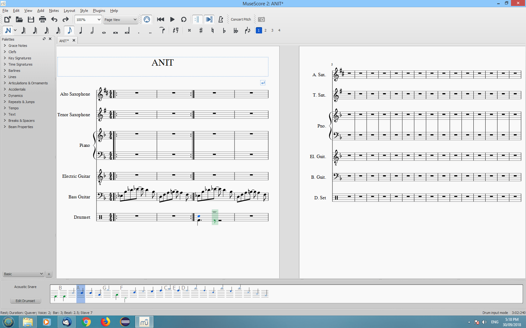 Problem entering drum parts. MuseScore