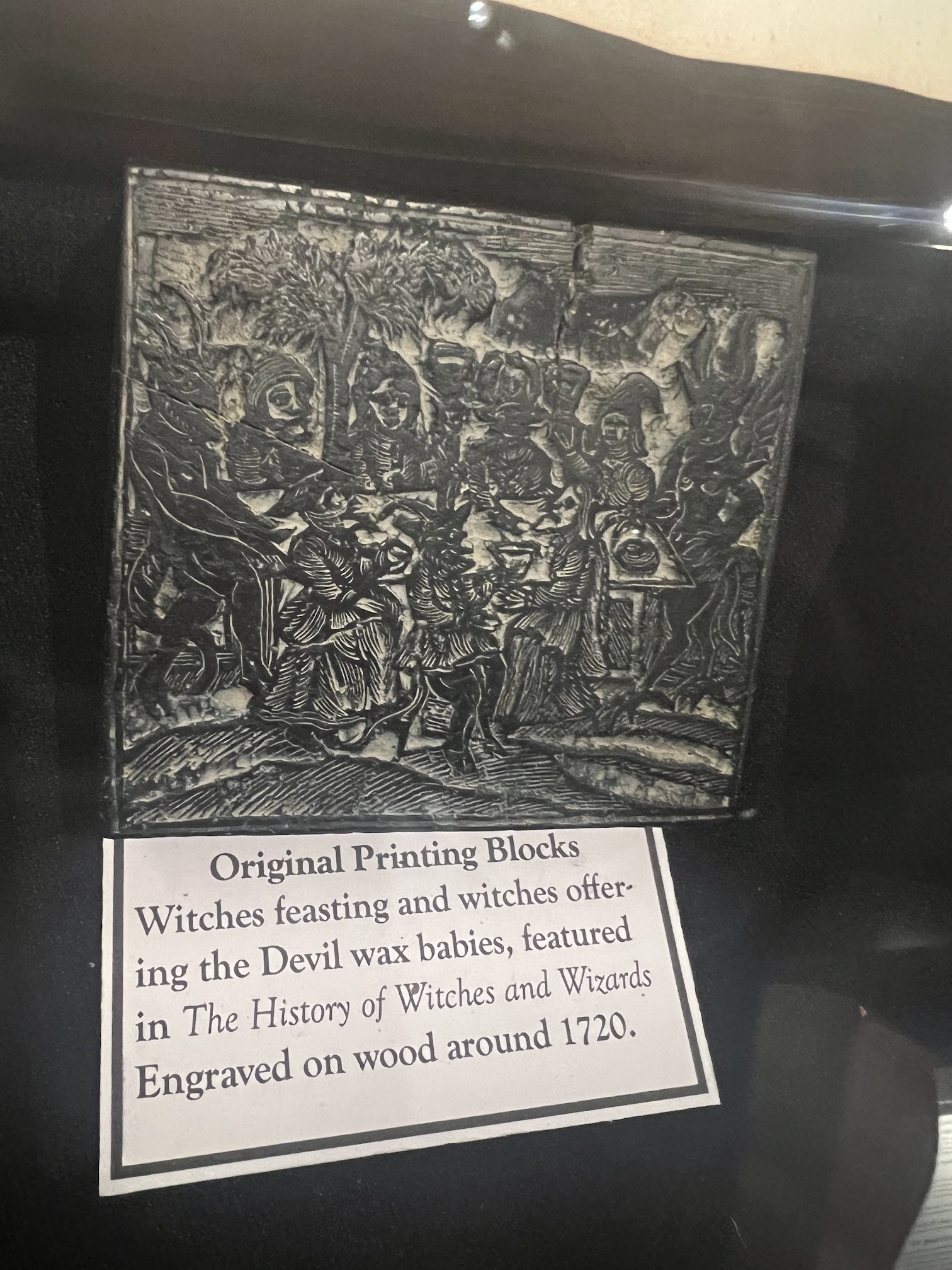 Set of 4 coasters with woodcut designs Museum of Witchcraft and Magic