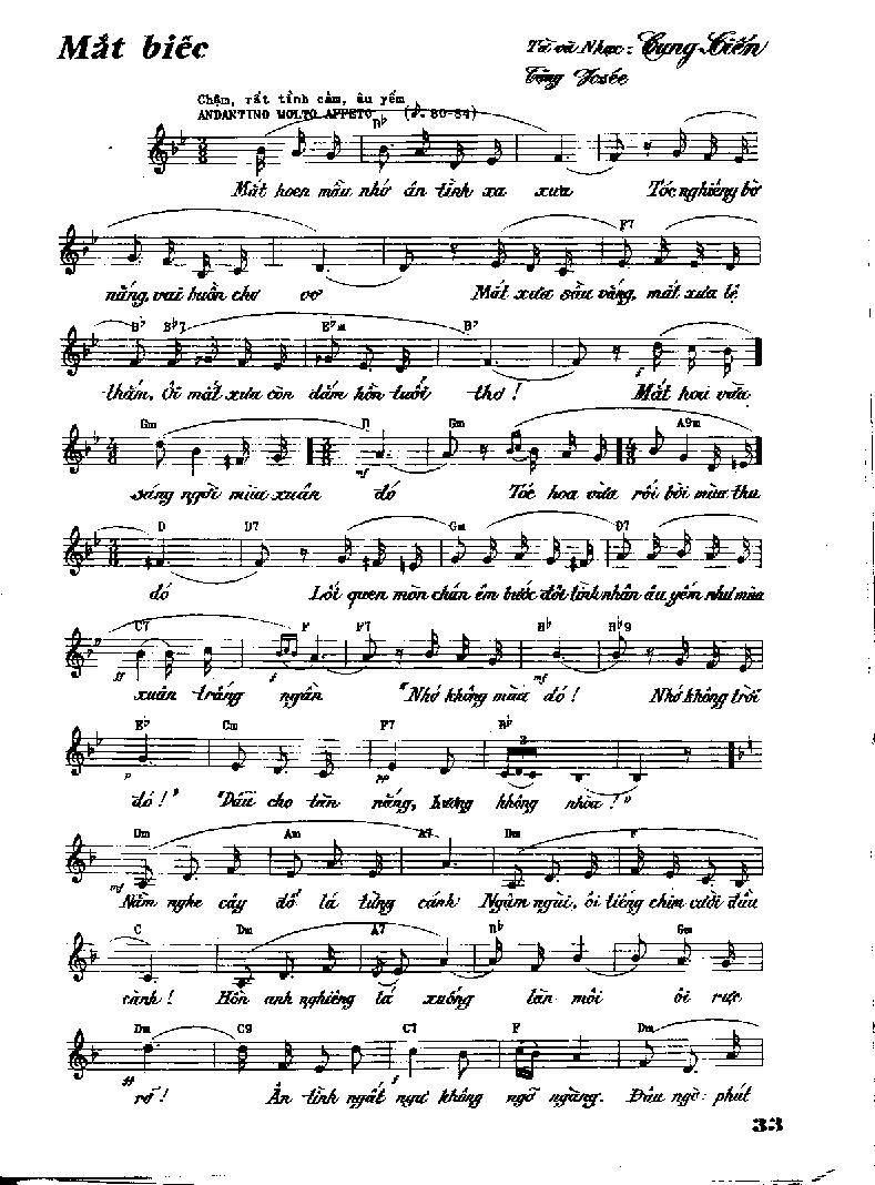 QueHuong Not Nhac Nốt Nhạc Mắt Biếc Mat Biec / Cung Tiến Cung Tien