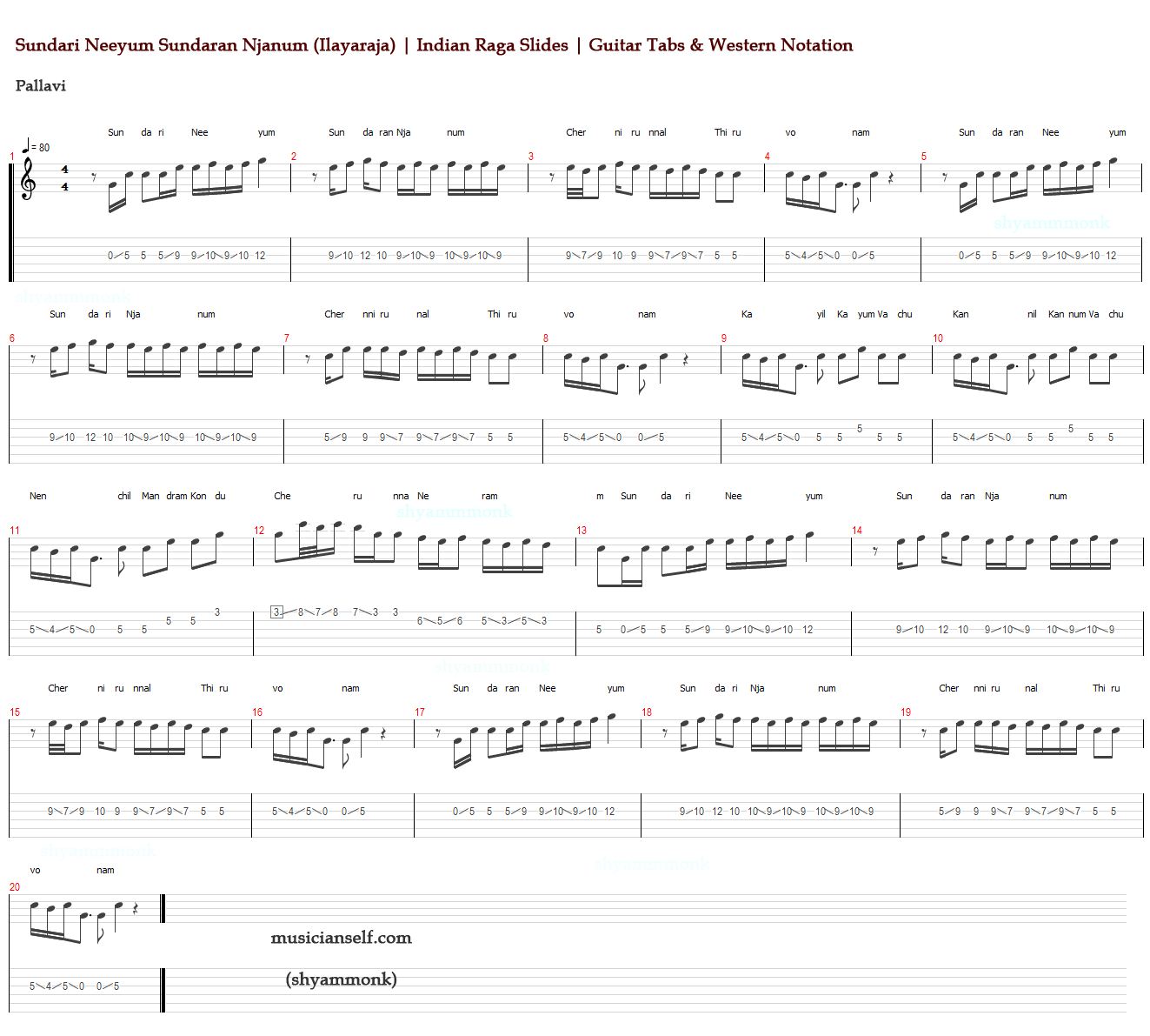 How to Sundari Neeyum (Ilayaraja) with slides Guitar Tabs, Western
