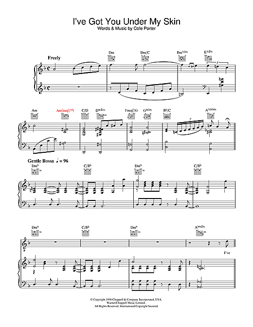 Diana Krall "I've Got You Under My Skin" Sheet Music Notes, Chords
