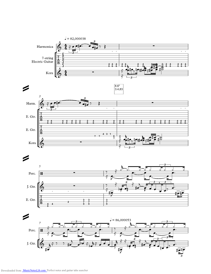 Cowboy music sheet and notes by Kid Rock