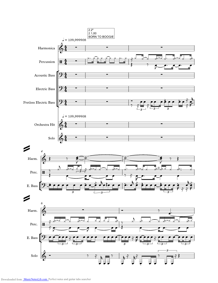 Born to boogie music sheet and notes by Hank Williams Jr