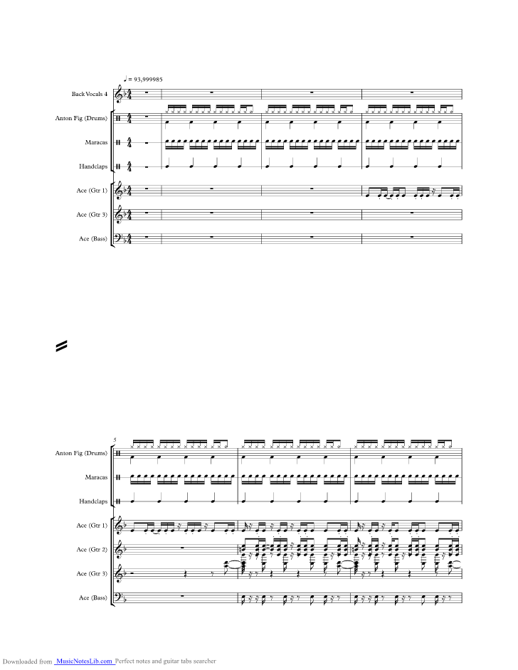 New York Groove music sheet and notes by Ace Frehley
