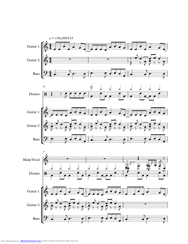 Found Out About You music sheet and notes by Gin Blossoms