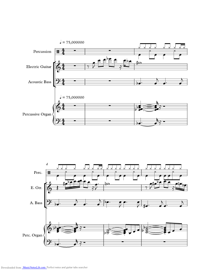 Europa music sheet and notes by Santana