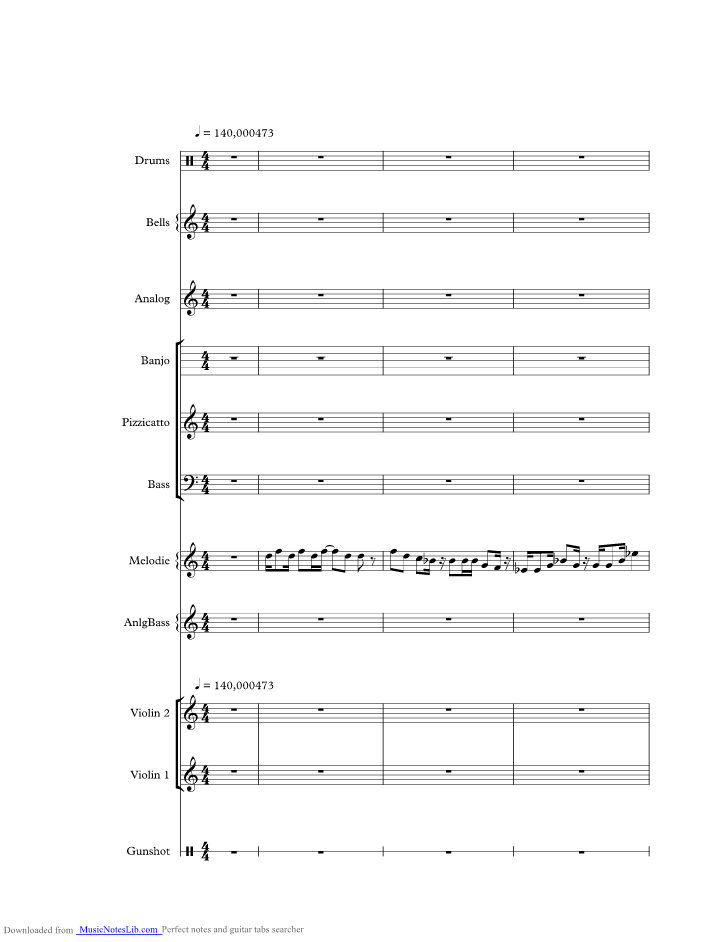 Cotton Eye Joe music sheet and notes by Rednex
