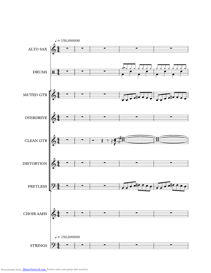 White Wedding music sheet and notes by Billy Idol