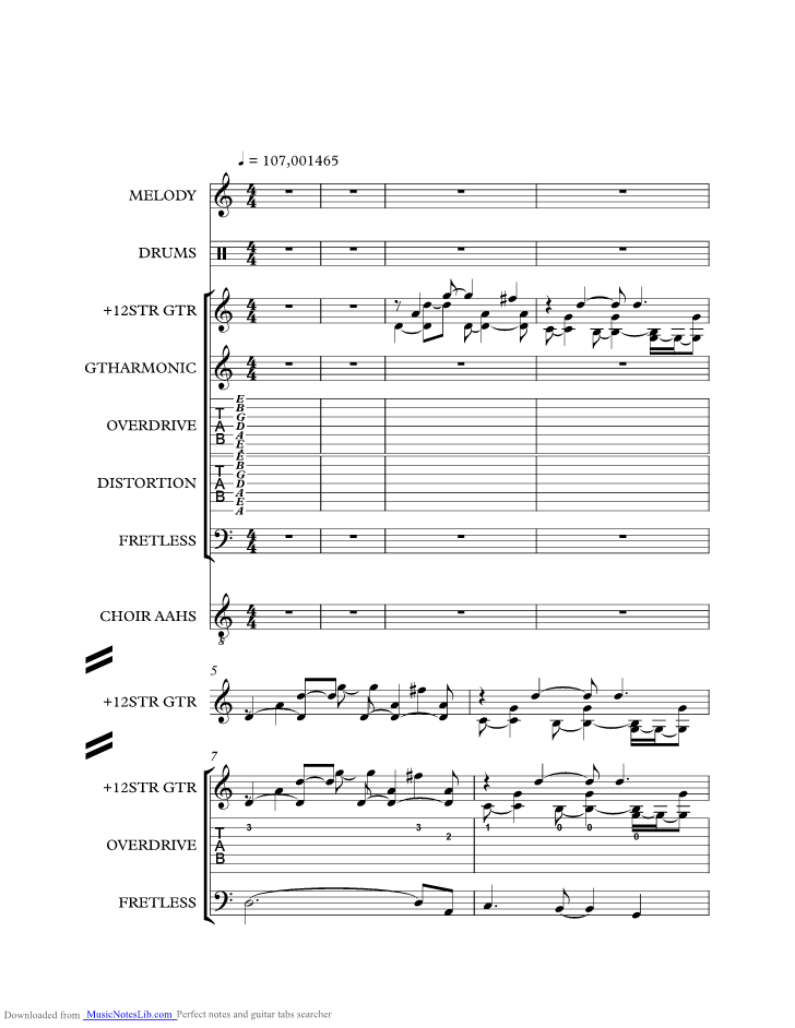 More Than A Feeling music sheet and notes by Boston