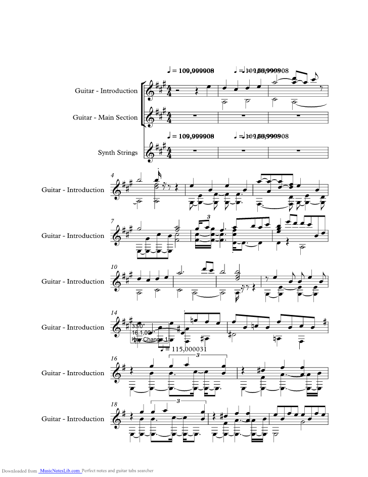 Blood On The Rooftops music sheet and notes by Genesis