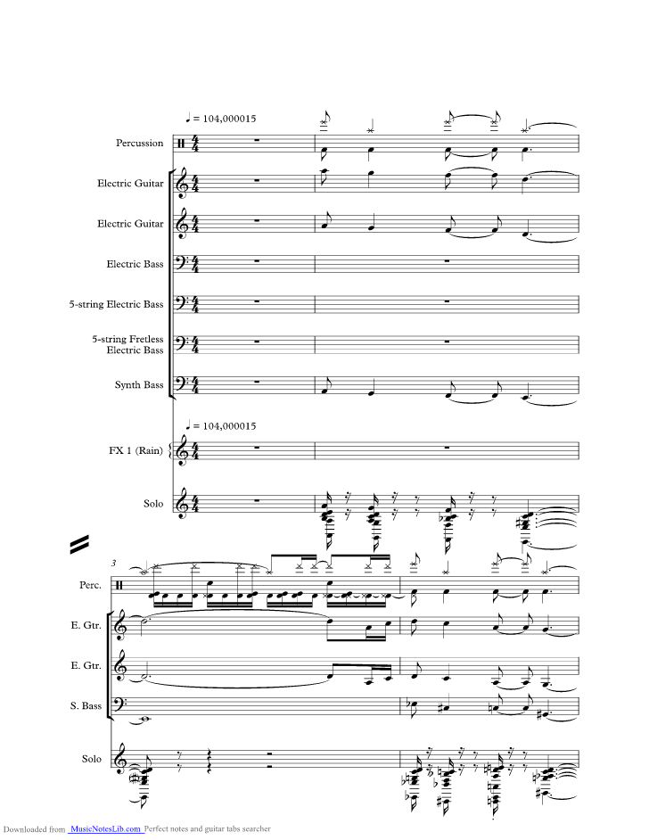 Appaloosa music sheet and notes by Gino Vannelli