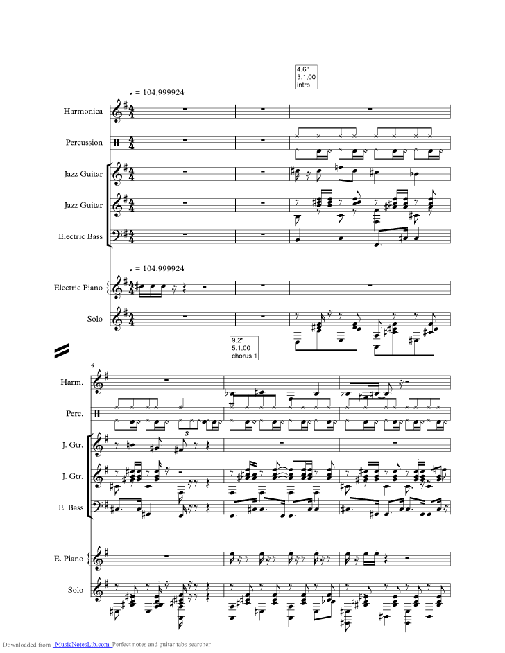 marianne music sheet and notes by Harry Belafonte