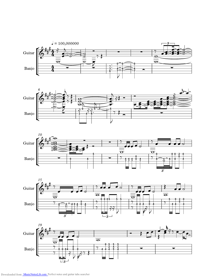 Dueling Banjos music sheet and notes by Mark
