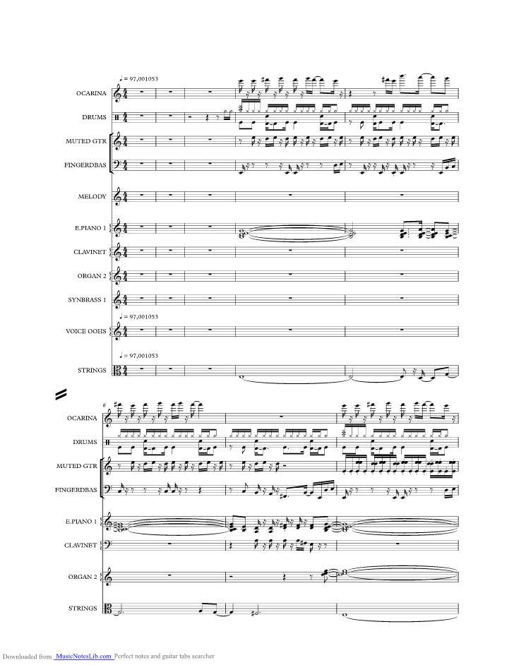 Regulate music sheet and notes by Warren G