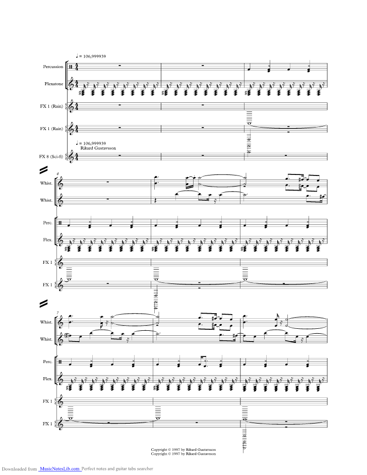 Neon Lights music sheet and notes by Kraftwerk