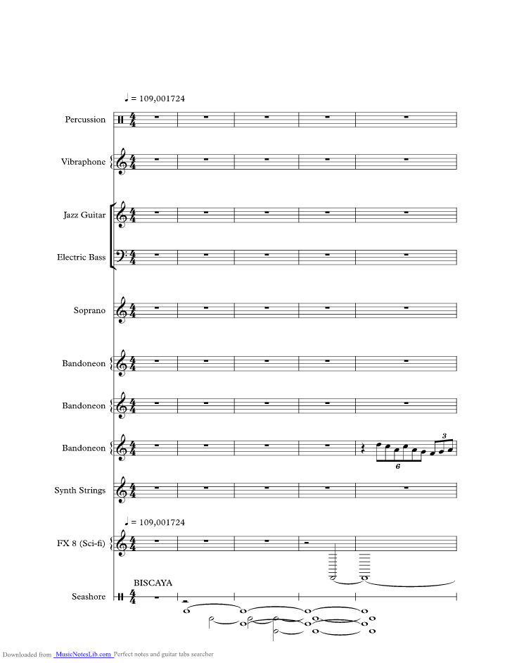 Biscaya music sheet and notes by James and His Orchester Last