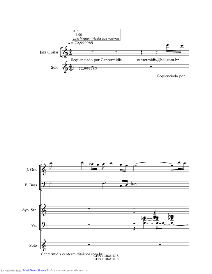 Hasta Que Vuelvas music sheet and notes by Luis Miguel
