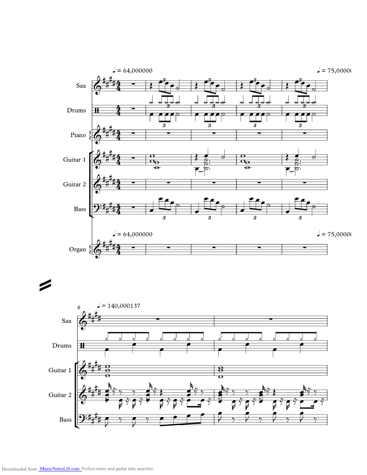 Overkill music sheet and notes by Men At Work